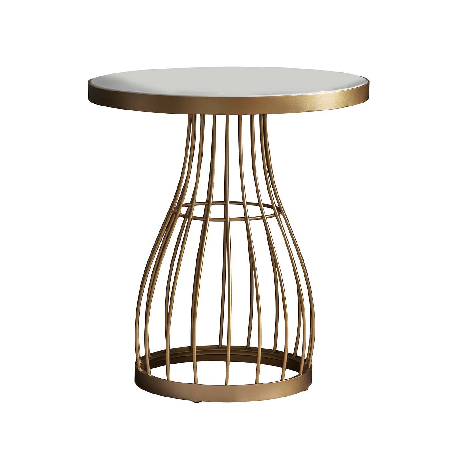 Read more about Gold side table with white marble top caspian house